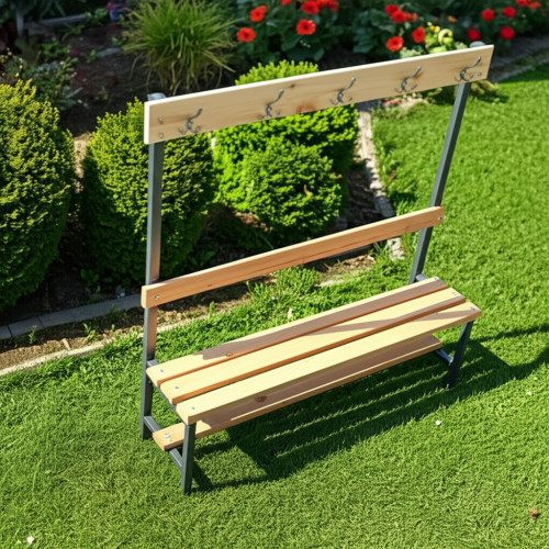 Скамейка с вешалкой для раздевалки 1610х1500х320 мм