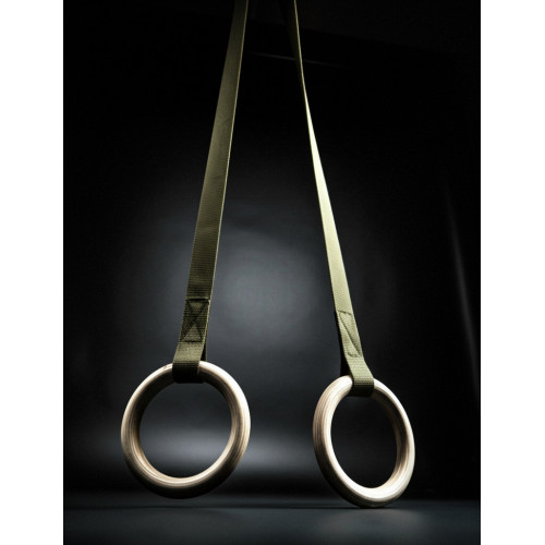 Кольца гимнастические деревянные с тросом (длина подвеса 3 м)