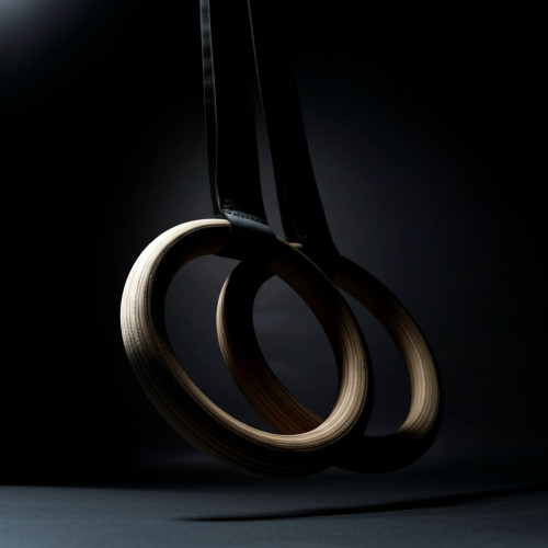 Кольца гимнастические деревянные с тросом (длина подвеса 3 м)